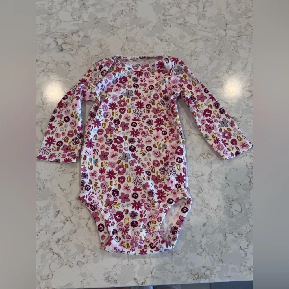 Floral and Solid Pink Baby Onesie Set - 3-6Months Carters